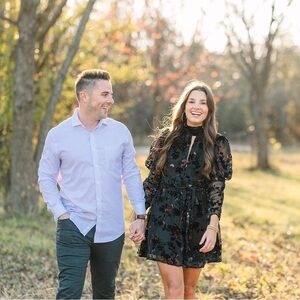 French Connection Black and Red Floral Long Sleeve Dress